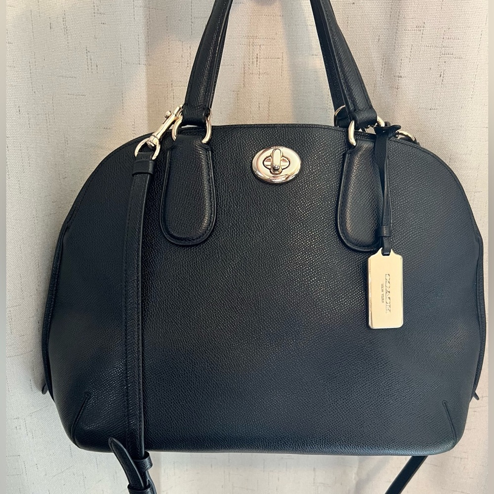 COACH Prince Street Satchel Large Size/Gold hardware/Black Leather